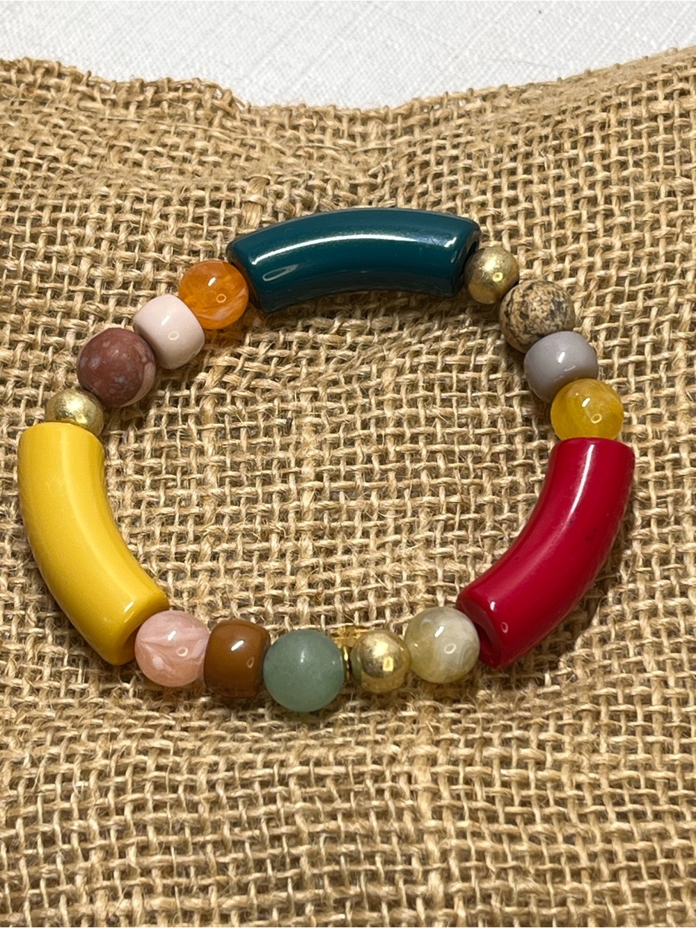 Plunder Multicolor Chunky Bead Stretch Bracelet Boho Bright NEW